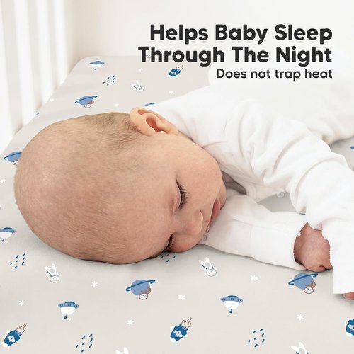 KeaBabies Organic Crib Sheets - 2-Pack Fitted Jersey Cotton for Baby Bed | Soft, Breathable, Neutral Prints (Cosmo)