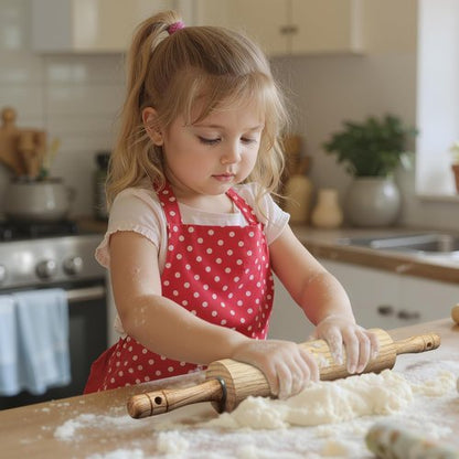 KARRYOUNG Rubber Wood Rolling Pin - Durable Kitchen Dough Roller with Handles | Perfect for Pizza, Bread, and Tortillas