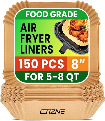 Air Fryer Liners - 150 Pcs Unbleached Parchment Paper | Non-Stick & Waterproof for 5-8 QT Baskets