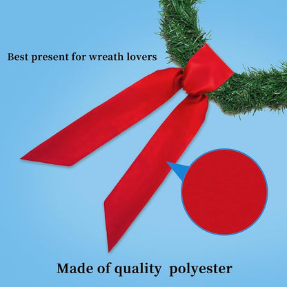 RunNico Front Door Wreath Blank Sash - 3.3" W x 52.8" L Red Wreath Accessories for Holiday Decor