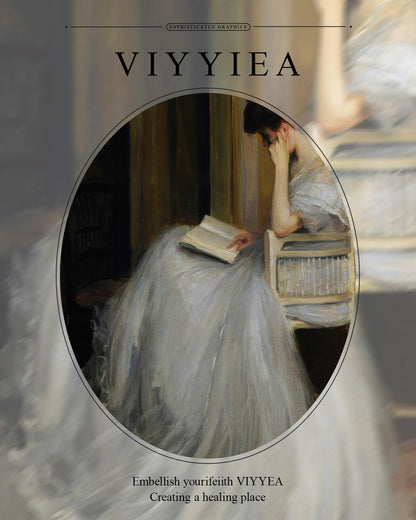 VIYYIEA Gold Framed Canvas Wall Art - Vintage Women Reading Portrait for Living Room & Bedroom | 16x20in