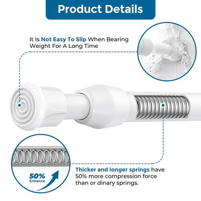 AIZESI Spring Tension Curtain Rods Short Tension Rod (White,17" to 28"-2Pcs)