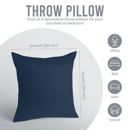 Utopia Bedding 24x24 Pillow Inserts, Set of 2, Navy – Indoor Decorative Throw Pillows for Bed, Sofa & Couch – Soft, Supportive & Fluffy Cushion Inserts