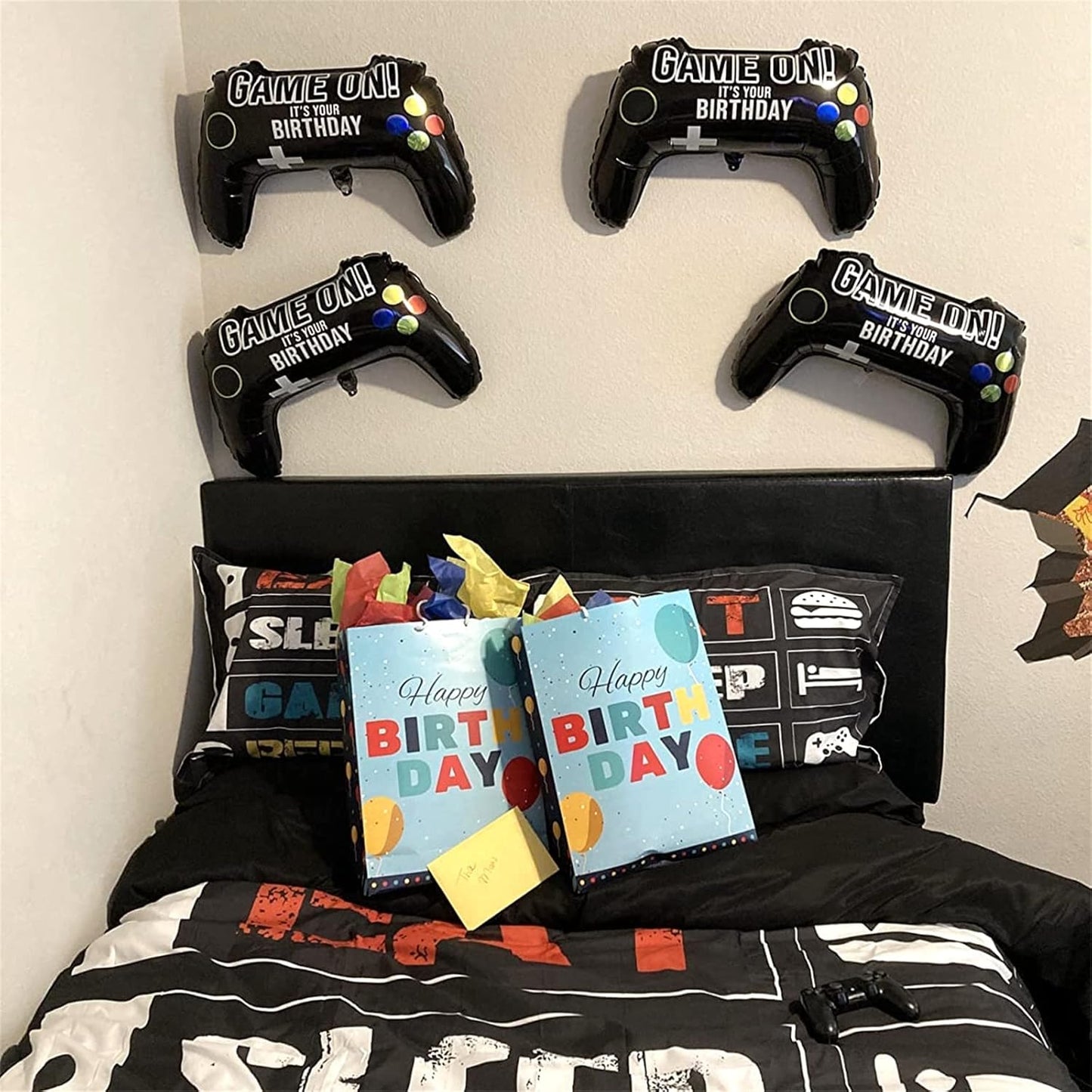 Skiennix Video Game Balloons - Giant Controller Mylar Foil Set for Kids' Birthday Party | 5 Pieces