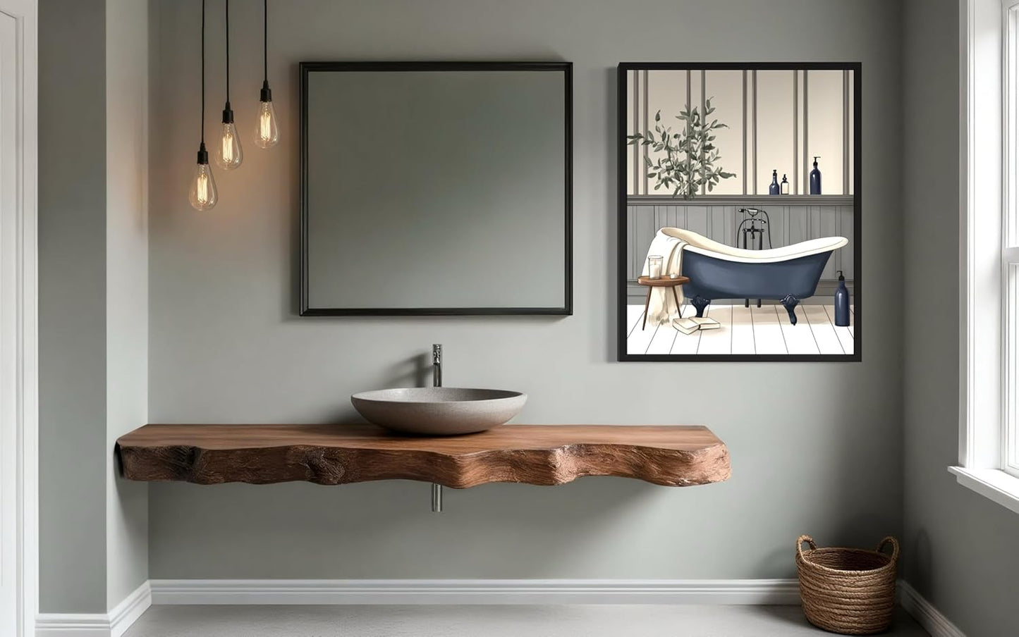 Blue Bathtub Art Print | Humorous Aesthetic Wall Decor | 8 x 10 Inches, Unframed