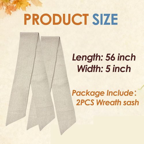 Burlap Wreath Sash by [Brand Name] - 2 Pack Blank Linen Sashes for Spring Holiday Decor | Natural Finish