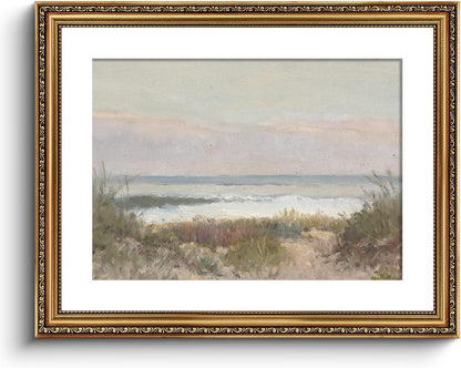 VIYYIEA Gold Framed Canvas Wall Art - Classical Coastal Scenery for Home Decor | 16x20in