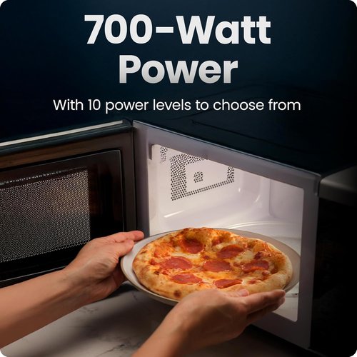 Chefman Microwave Oven - 0.7 Cu. Ft. Compact Design with 10 Power Levels & Child Safety Lock - Black