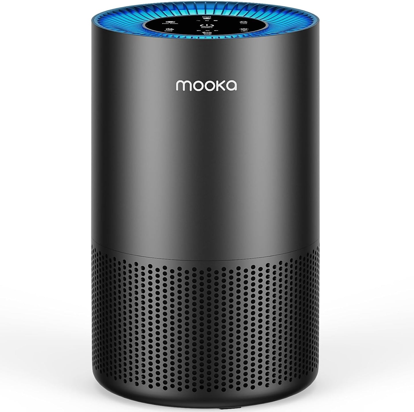MOOKA H13 True HEPA Air Purifier - 360° Air Inlet for Large Rooms Up to 1300 Sq Ft | Quiet 13dB for Pets & Allergens (Black)