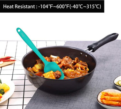 HOTEC Silicone Rubber Spatula Set - Heat Resistant 600℉, Non-Stick & Dishwasher Safe | Multicolor, Set of 5