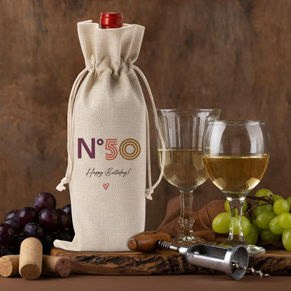 FBCCZEY Happy 50th Birthday Party Decorations for Women Men, Cool 50th Birthday Gifts for Her Him Wine Bag, 50 Year Old 1974 Birthday Gifts for Women Men Wine Bags, N 50 Wine Bottle Bag