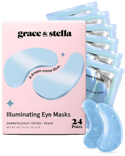 Grace & Stella Under Eye Mask - Award-Winning Gel Patches to Reduce Dark Circles & Puffiness | 24 Pairs, Vegan, Blue