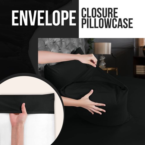 Utopia Bedding King Pillow Cases - 4 Pack - Envelope Closure - Soft Brushed Microfiber Fabric - Shrinkage and Fade Resistant Pillow Covers King Size 20 X 40 Inches (King, Black)