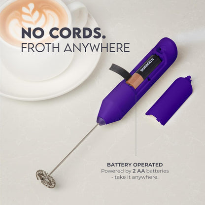 Zulay Kitchen Powerful Milk Frother Wand - Handheld Stainless Steel - Battery Operated Drink Mixer for Coffee, Lattes, Cappuccino, Matcha - Froth Mate Frother Gift - Deep Purple Color: Deep Purple