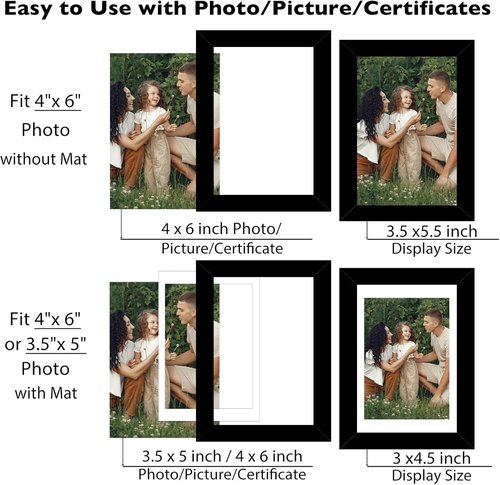 JCJMY 18-Pack Black 4x6 Picture Frames - Gallery Wall Decor Set for Hanging & Tabletop Display