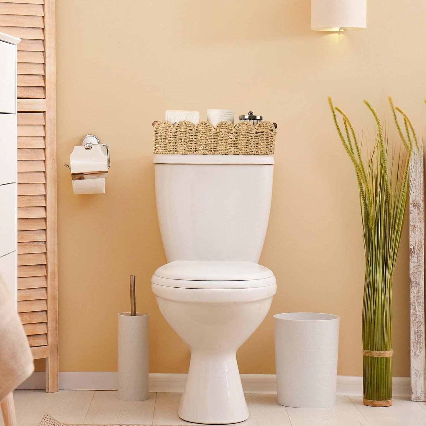 Regine Switzerland Toilet Paper Storage Basket - Stylish Wicker Organizer for Bathroom, Kitchen & Nursery - Beige