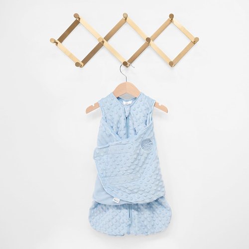 HALO Sleepsack Swaddle - 3-Way Adjustable Swaddle Blanket, TOG 3.0, Blue Plush Dots, Small (3-6 Months)