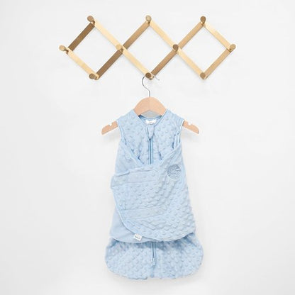 HALO Sleepsack Swaddle - 3-Way Adjustable Swaddle Blanket, TOG 3.0, Blue Plush Dots, Small (3-6 Months)