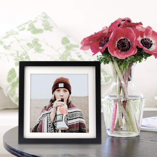 10x10 Black Picture Frames Square Classic Natural Wood 4 Pack for Wall Mounting and Tabletop Display