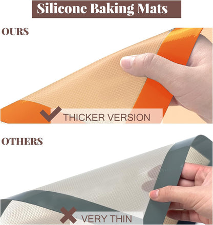 Silicone Baking Mat Set - Reusable Non-Stick Food Safe Mats for Cookies & Bread | Oven Safe