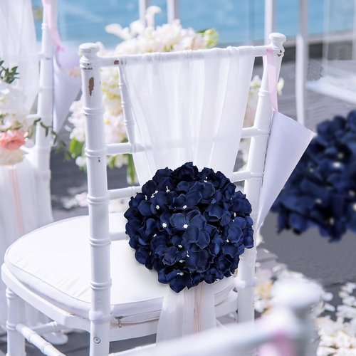 Hydrangea Flower Balls - 12 PCS Artificial Floral Arrangements | 8.27 Inch Silk Kissing Balls for Wedding & Home Decor - Navy Blue