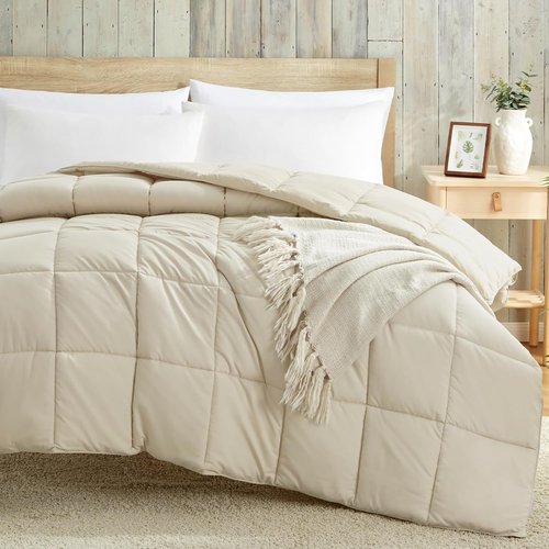 Homelike Moment King Size Comforter - Lightweight Beige Down Alternative Duvet Insert for All-Season Comfort