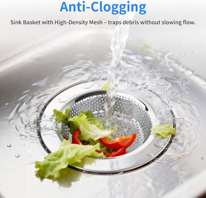 Chefbee Kitchen Sink Drain Strainer - 4 Pack Stainless Steel Sink Drain Cover Filter Food Catcher Basket with Wide Rim 4.4”, Kitchen Accessories