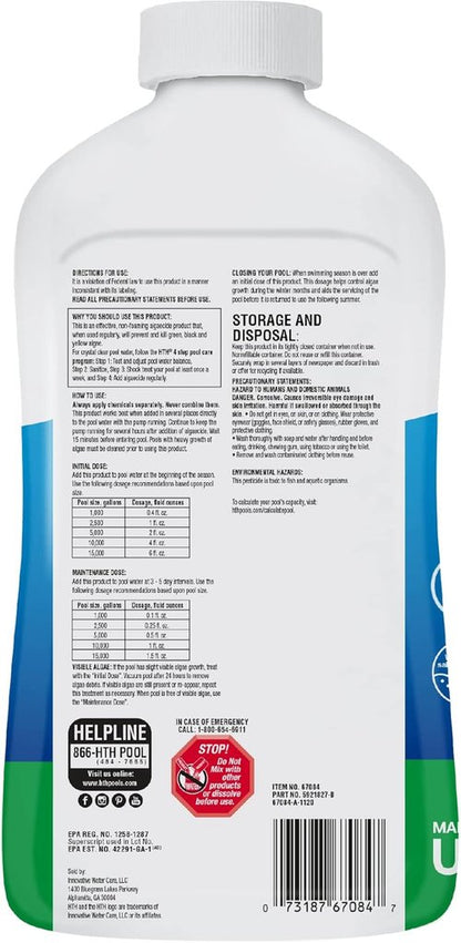 HTH 67084 Algae Guard - Advanced All Algae Eliminator for Crystal Clear Pools | 32 fl oz
