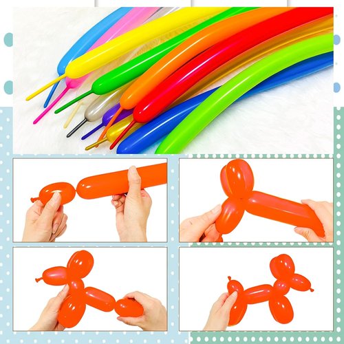 Long Orange Balloons Kit - 260 Bright Latex Balloons for Kids' Party & Halloween Decor