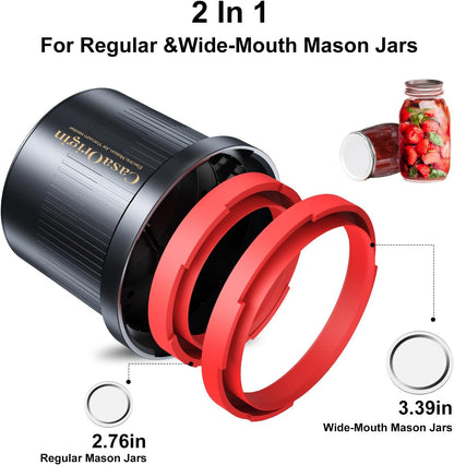 Skiennix Electric Mason Jar Vacuum Sealer Kit - Automatic Sealer for Canning & Food Storage | Fits Wide & Regular Mouth Jars