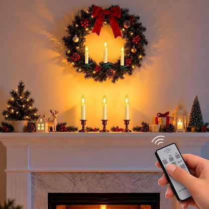 10 Pcs Clip-On Christmas Tree Candles with Remote & Timer - Diamond Flicker LED