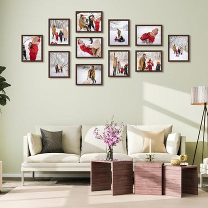CRUGLA 8.5x11 Picture Frame Set of 11, Multi Certificate Diploma Document Graduate Degree Photo Frame 8.5 by 11 for Wall or Tabletop Display, Brown