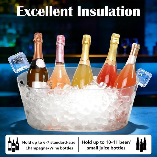 2 PCS Ice Buckets for Parties, 15L Large Ice Bucket, 4 Gallon Champagne Bucket with Scoops, Beverage Tub Mimosa Bar Supplies for Champagne, Beer, Cocktail