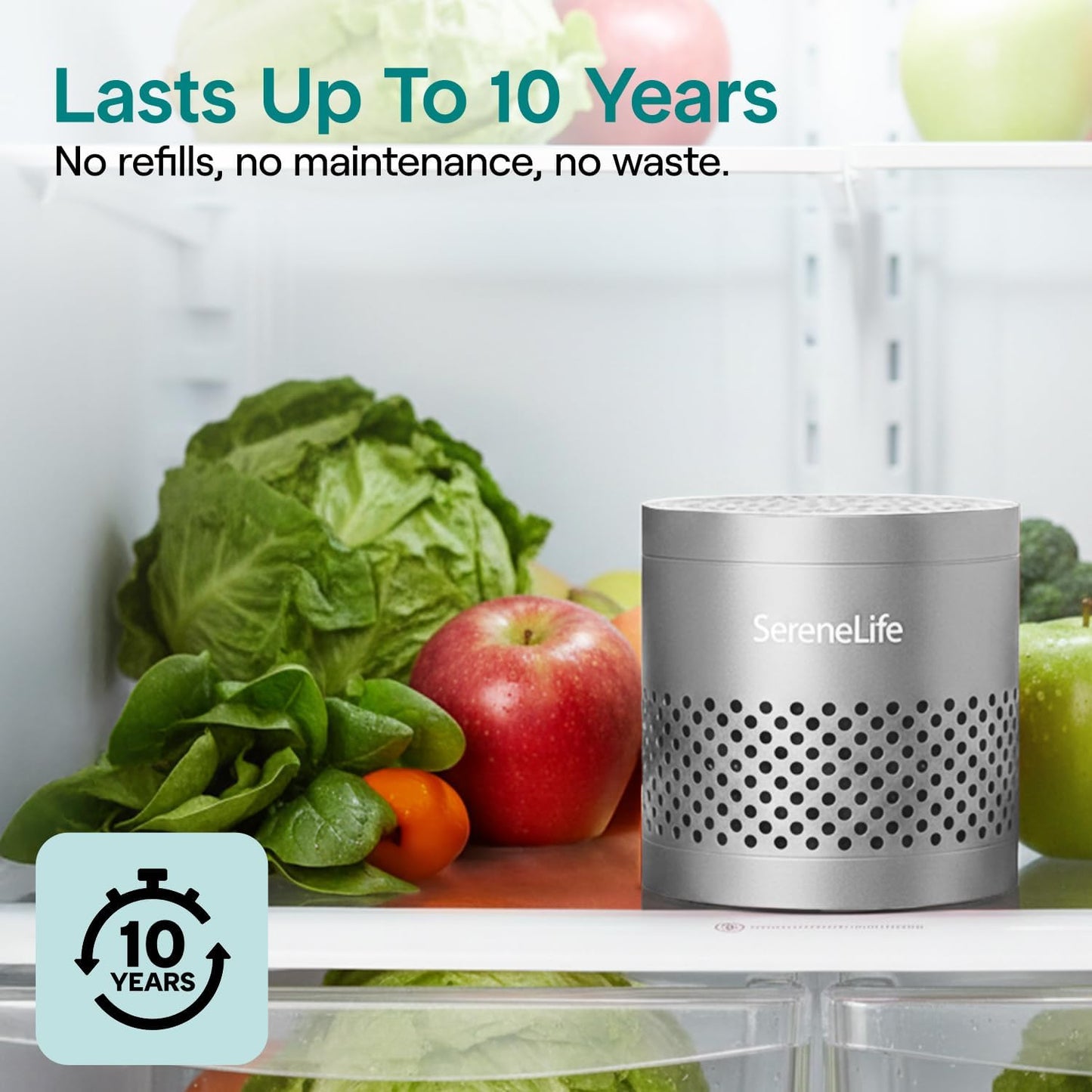SereneLife Refrigerator Deodorizer - Multi-Use Odor Eliminator Pod for Freezer, Closet & Car | Compact & Reusable (Gray)