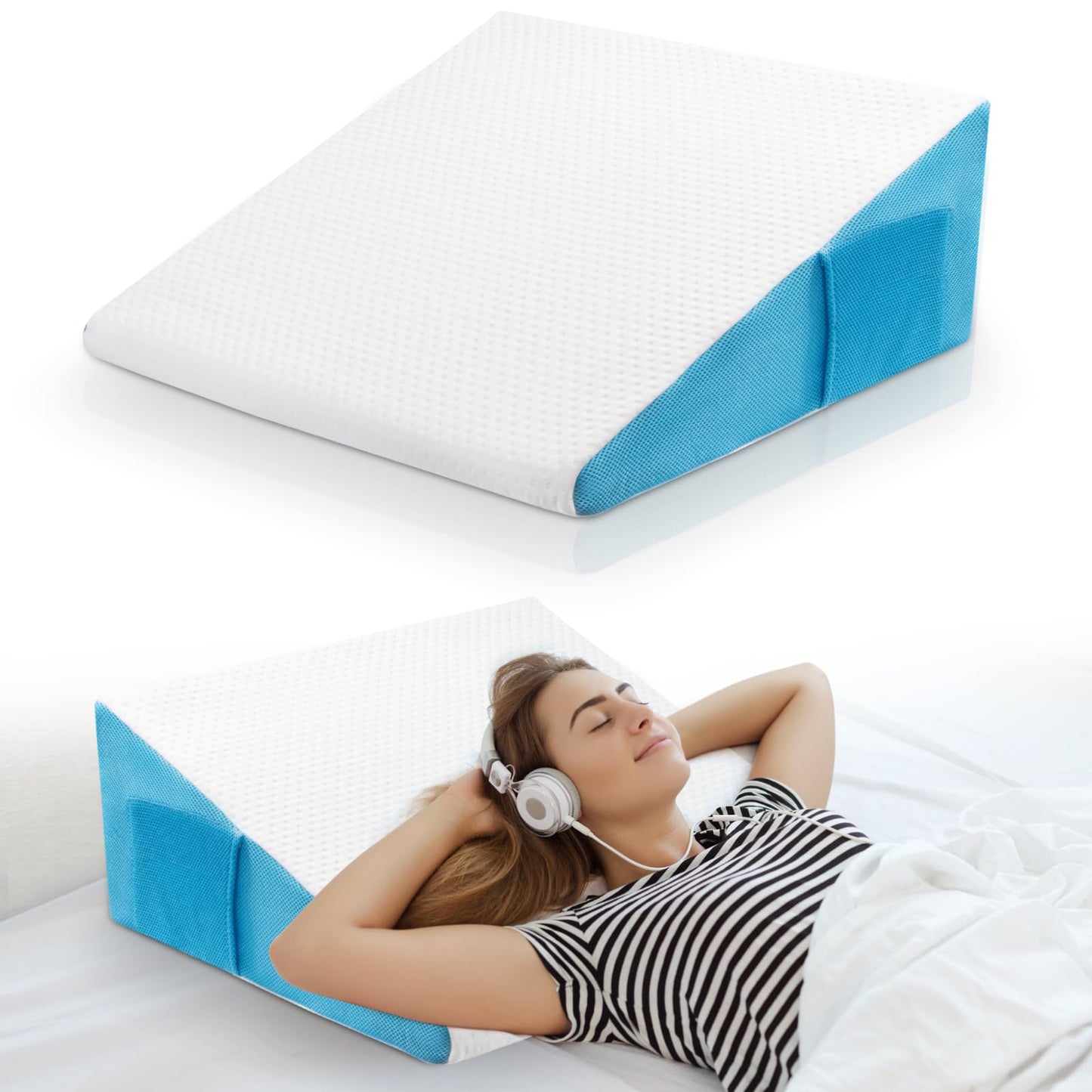 Eastern Maison Healthy Wedge Pillow（24 * 24 * 10）, Triangular Leaning, Back Cushion, Comfortable Sleep, Pleasant Rest. Always Have at Home