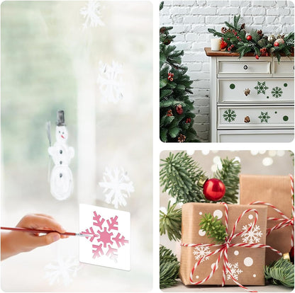 Skiennix 9 Pcs Large Snowflake Stencils - Perfect for Window Decorations & Winter Crafts