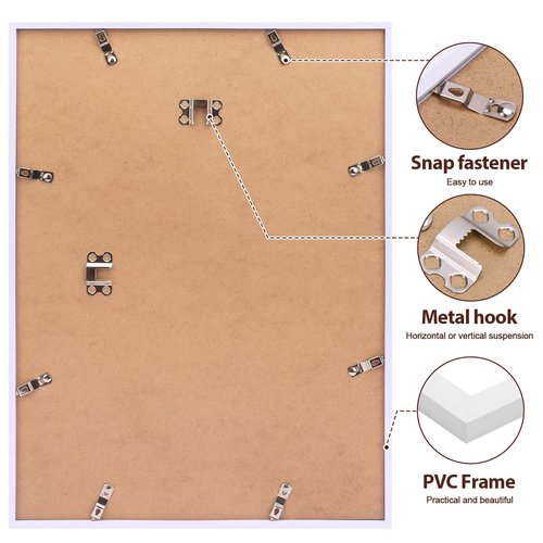 Fixwal 12x16 Poster Frame Set of 6 with Shatter Resistant Plastic Glass, Thin Border and Light Weight Photo Frames for Wall Decor Diamond Art, White