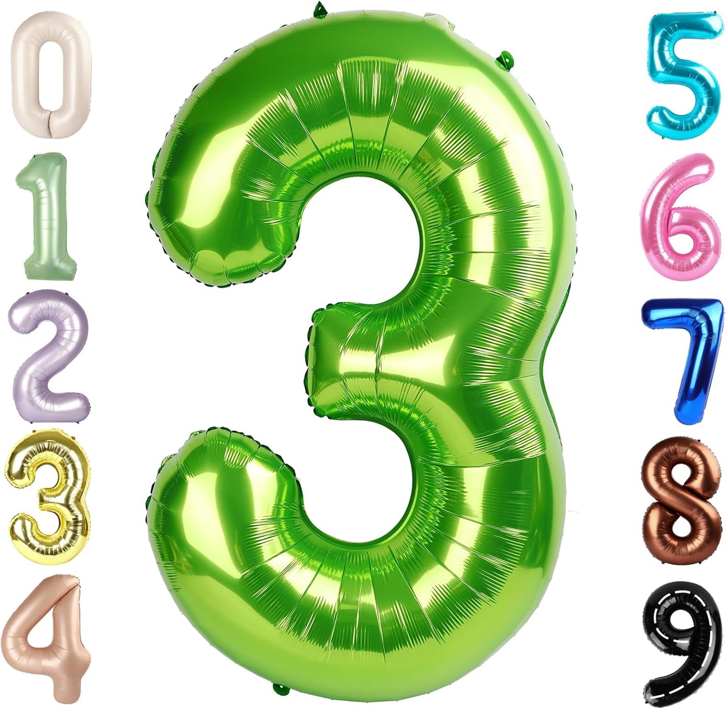 Numbers Balloon - 40 Inch Large Light Green 3 Balloon for Birthday Party Decor | Perfect for Three-Year-Old Celebrations
