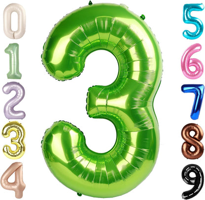 Numbers Balloon - 40 Inch Large Light Green 3 Balloon for Birthday Party Decor | Perfect for Three-Year-Old Celebrations