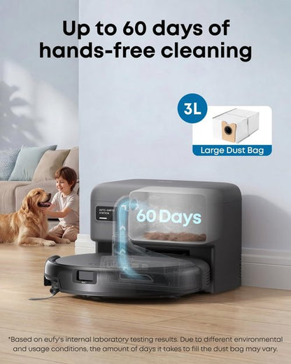 Eufy C10 Robot Vacuum - Self-Emptying with Advanced Smart Mapping & LiDAR Navigation | 2.85-Inch Slim Design, Powerful Suction for Pet Hair