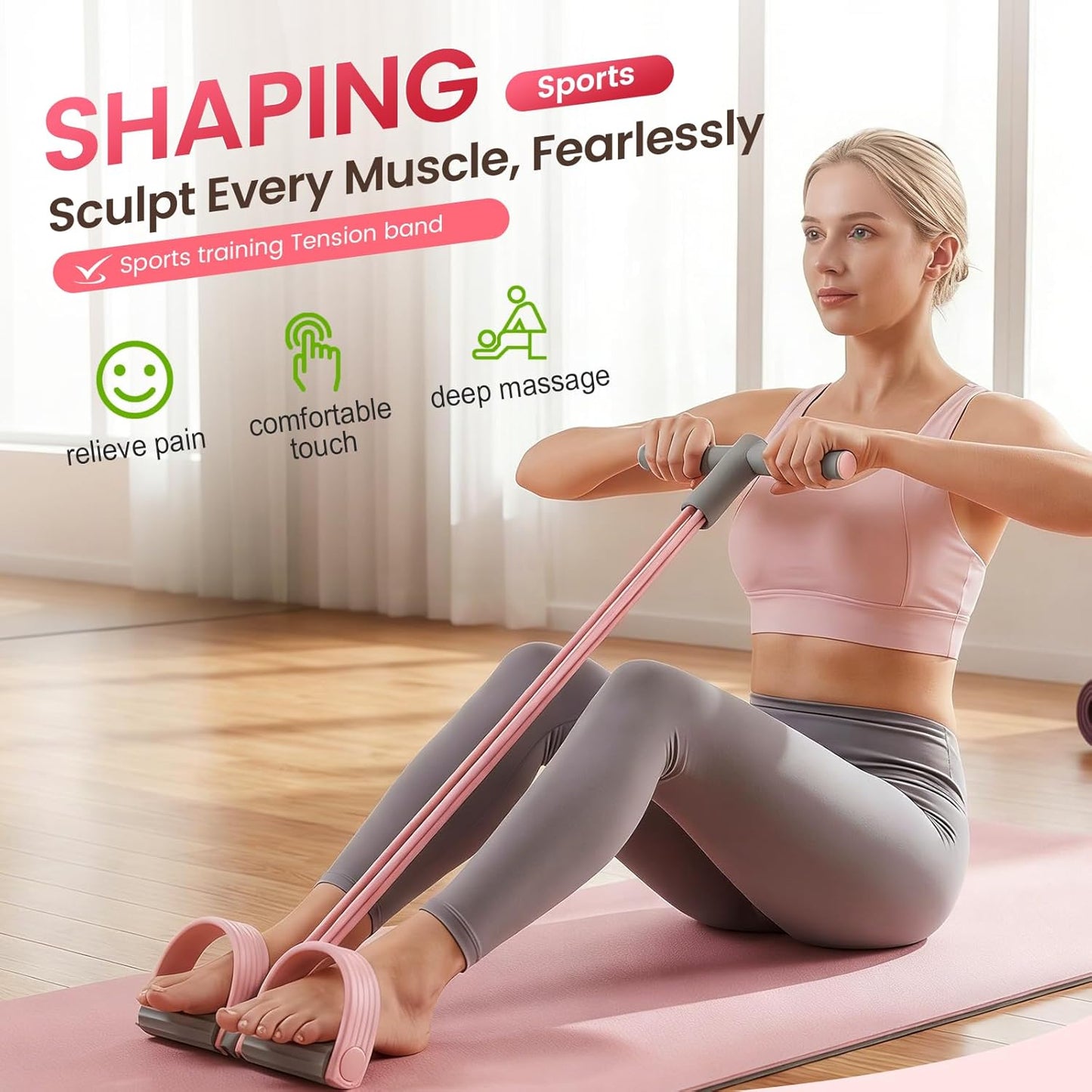 Pedal Resistance Bands with Handles - 2026 New Multifunctional Rubber Fitness Band for Full Body Workout, Yoga, Stretching, Waist, Arm, Leg