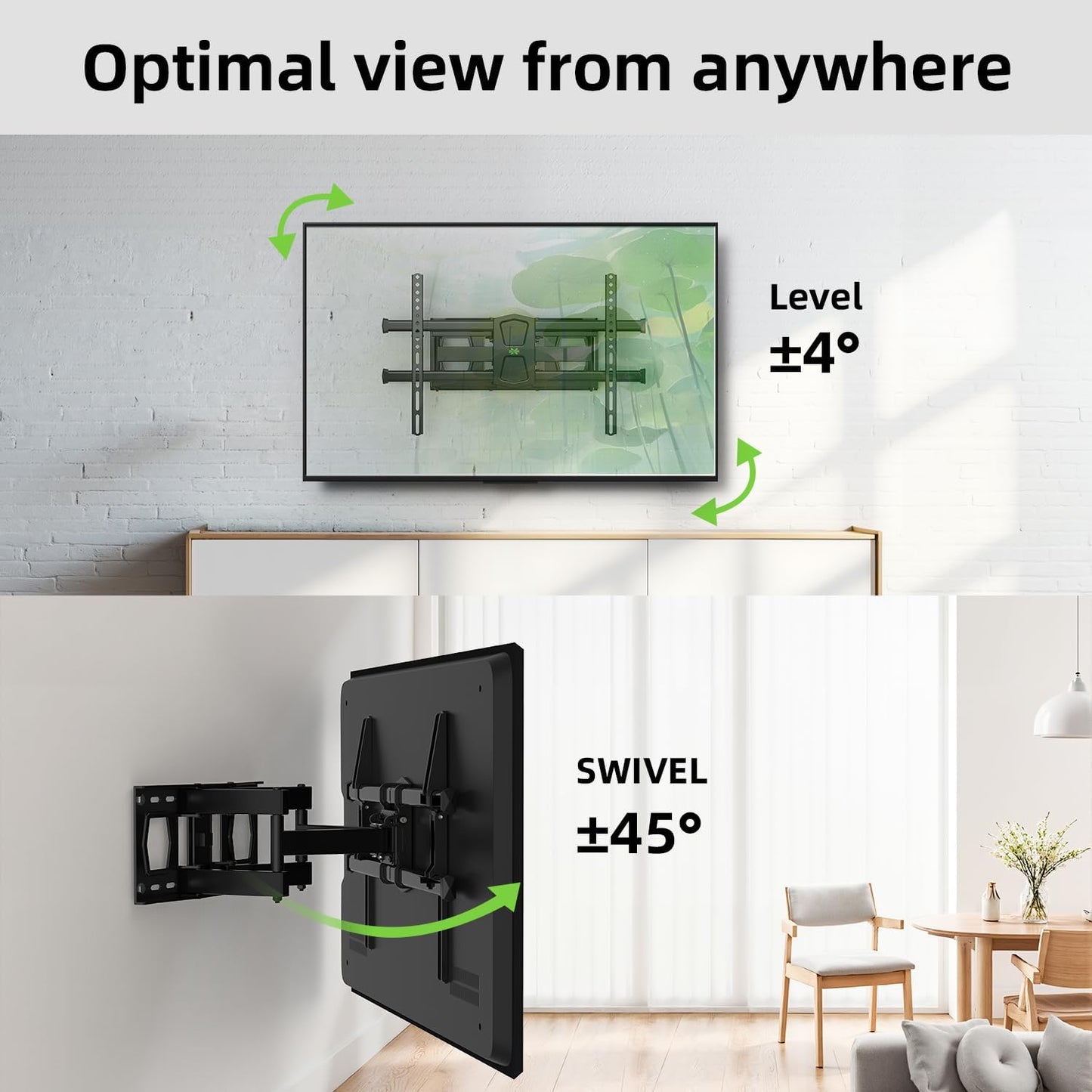 USX MOUNT Full Motion TV Wall Mount - Fits 42-82 Inch TVs Up to 120lbs | Articulating Swivel & Tilt