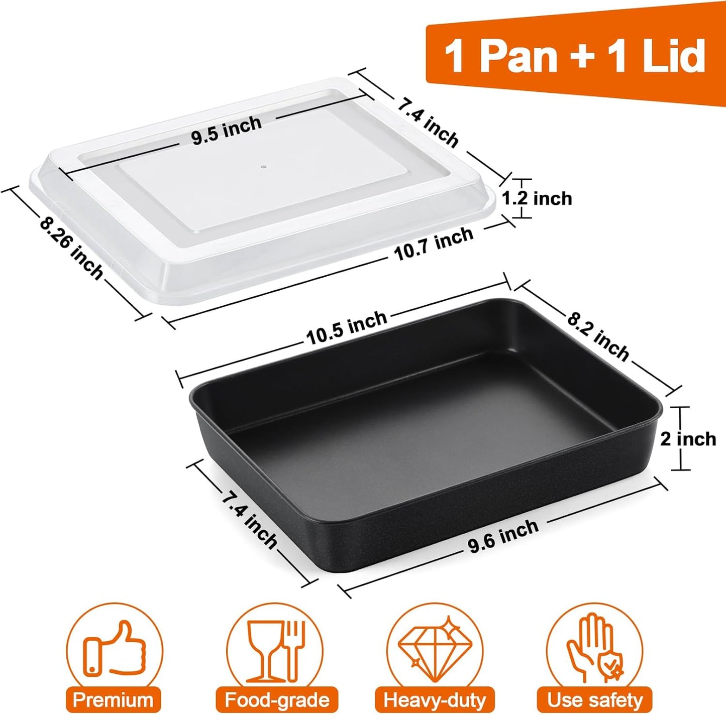 P&P CHEF Toaster Oven Pan - Nonstick Baking & Roasting Tray with Lid | 10.5 Inch, 2-Piece Set