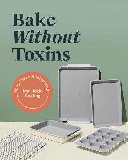 Caraway Nonstick Ceramic Bakeware Set - 5-Piece Assorted Baking Pans & Sheets | Non-Toxic, PTFE & PFOA Free - Perracotta