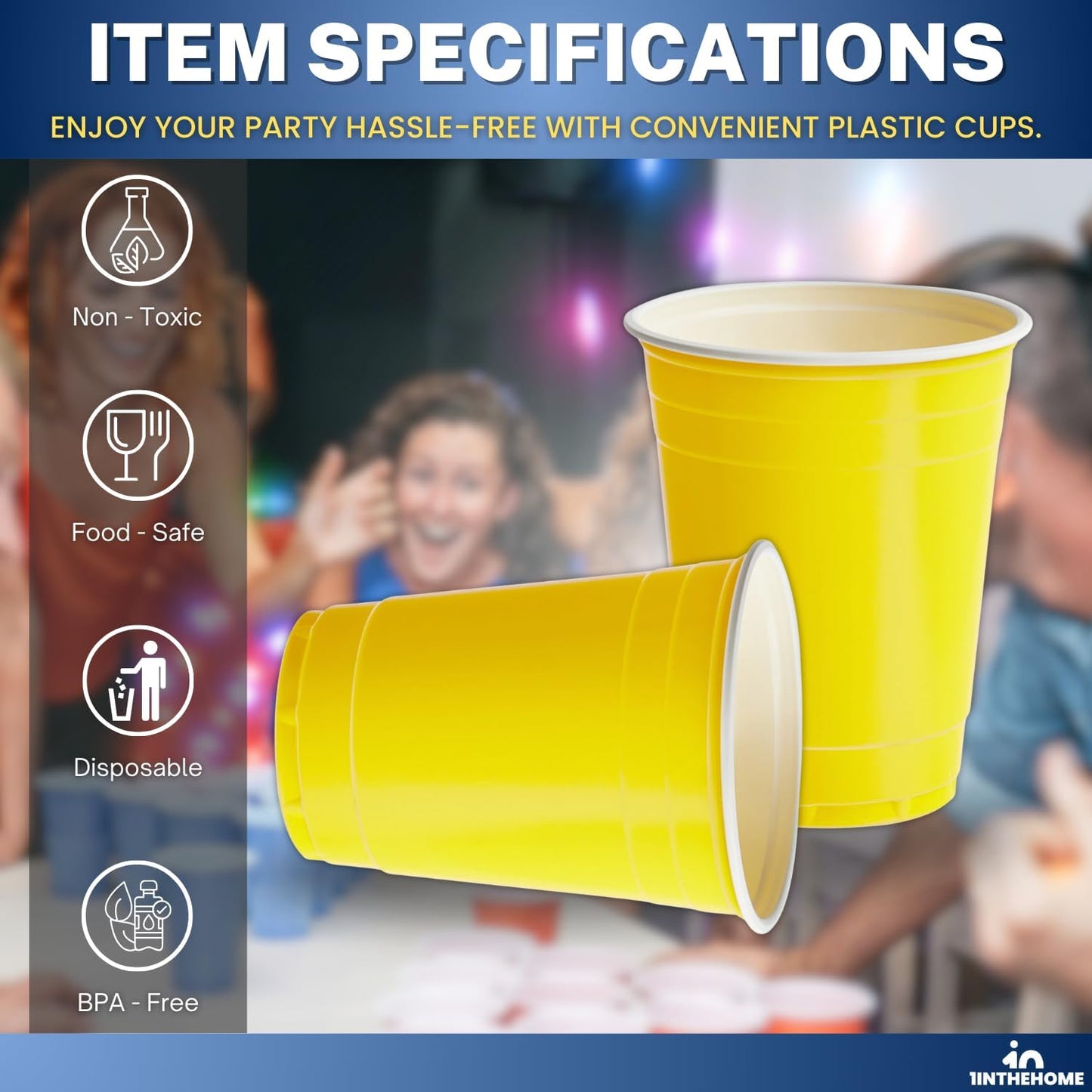 Yellow Plastic Party Cups - 16 oz | 50 Pack for Vibrant Celebrations and Gatherings
