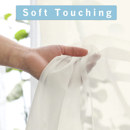 OWENIE Extra Long Sheer Curtains 120 Inches Long, Sheer Curtain, Voile Rod Pocket Panels for Bedroom and Living Room (42 x 120 inches Long, Set of 2, Ivory)