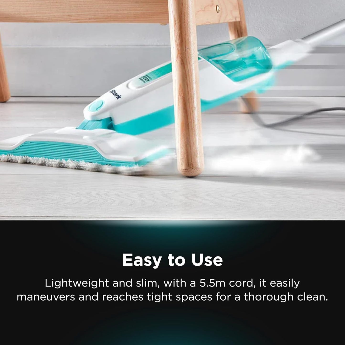 Shark Steam Mop | Hard Floor Cleaner with XL Water Tank & 18-Foot Power Cord - White (S1000A)