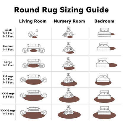 OLANLY Coffee Round Rugs for Bedroom - Machine Washable, 5 ft Circle Area Rugs for Living Room, Soft and Fluffy Shaggy Carpet for Teen Girls and Boys, Nursery Rooms, Dorms, Home Decor Aesthetic