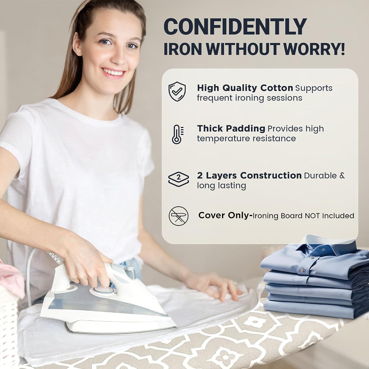 UniSimp Small Ironing Board Cover - Heat Resistant Cotton Canvas Pad | 12.5"x30" Geometric Design