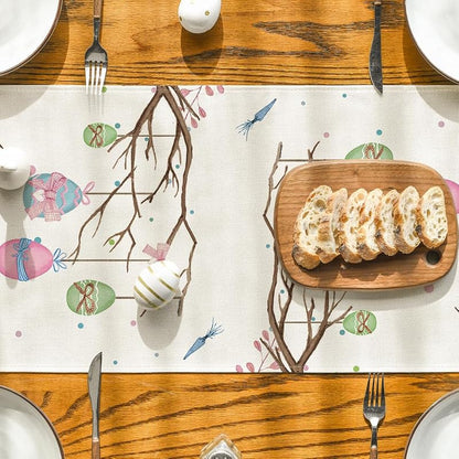 Buffalo Plaid Bunny Easter Table Runner - 13 x 60 inch, Seasonal Spring Decor (Variation: Blue/Pink/Green)